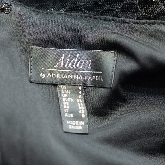 Aiden by Adrianna Papell -  Mesh-Trim Sheath Crepe Dress - Picture 4 of 10